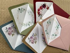 10 x Luxury ENVELOPES with printed inserts blush roses eucalyptus rustic wedding