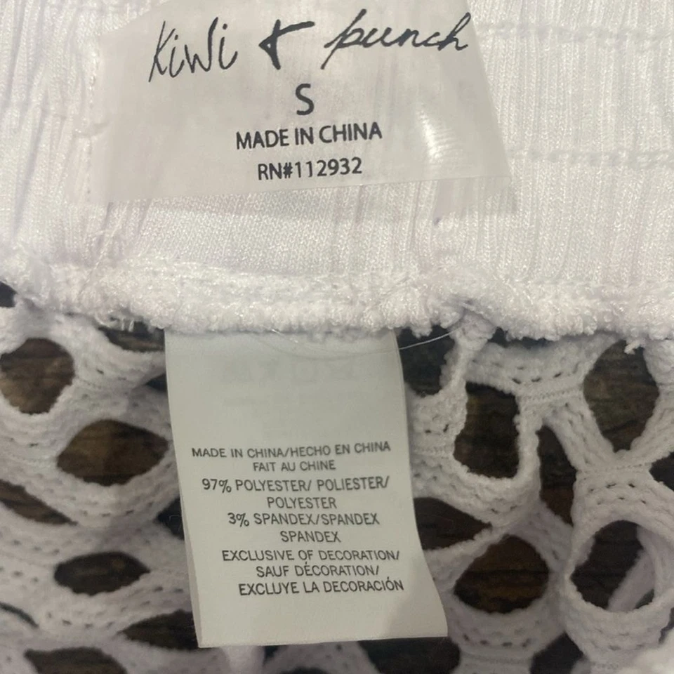 Pantalones de playa Kiwi + Punch blancos para cubrir redes pequeños nuevos con etiquetas Foto 4 de 4