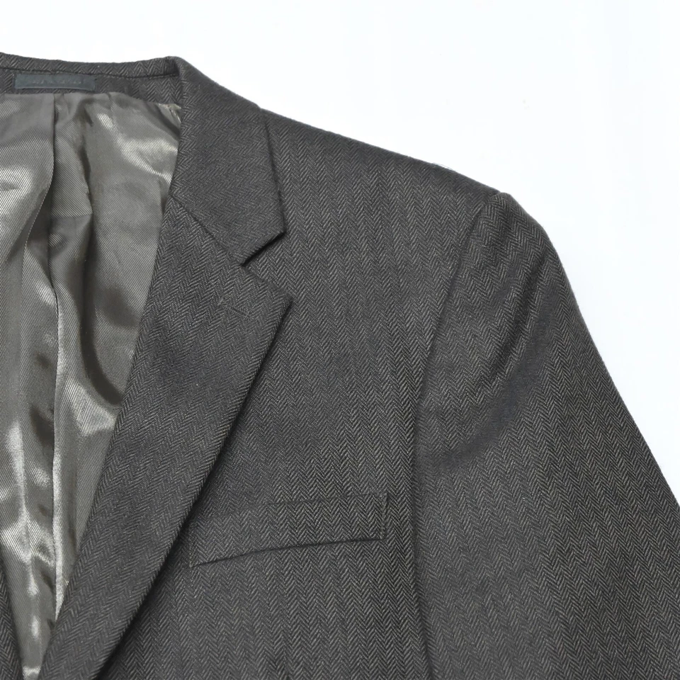 Andrew Fezza 44S Brown Herringbone Cary 100% Wool Mens Blazer Suit Jacket Coat - Image 2 of 4