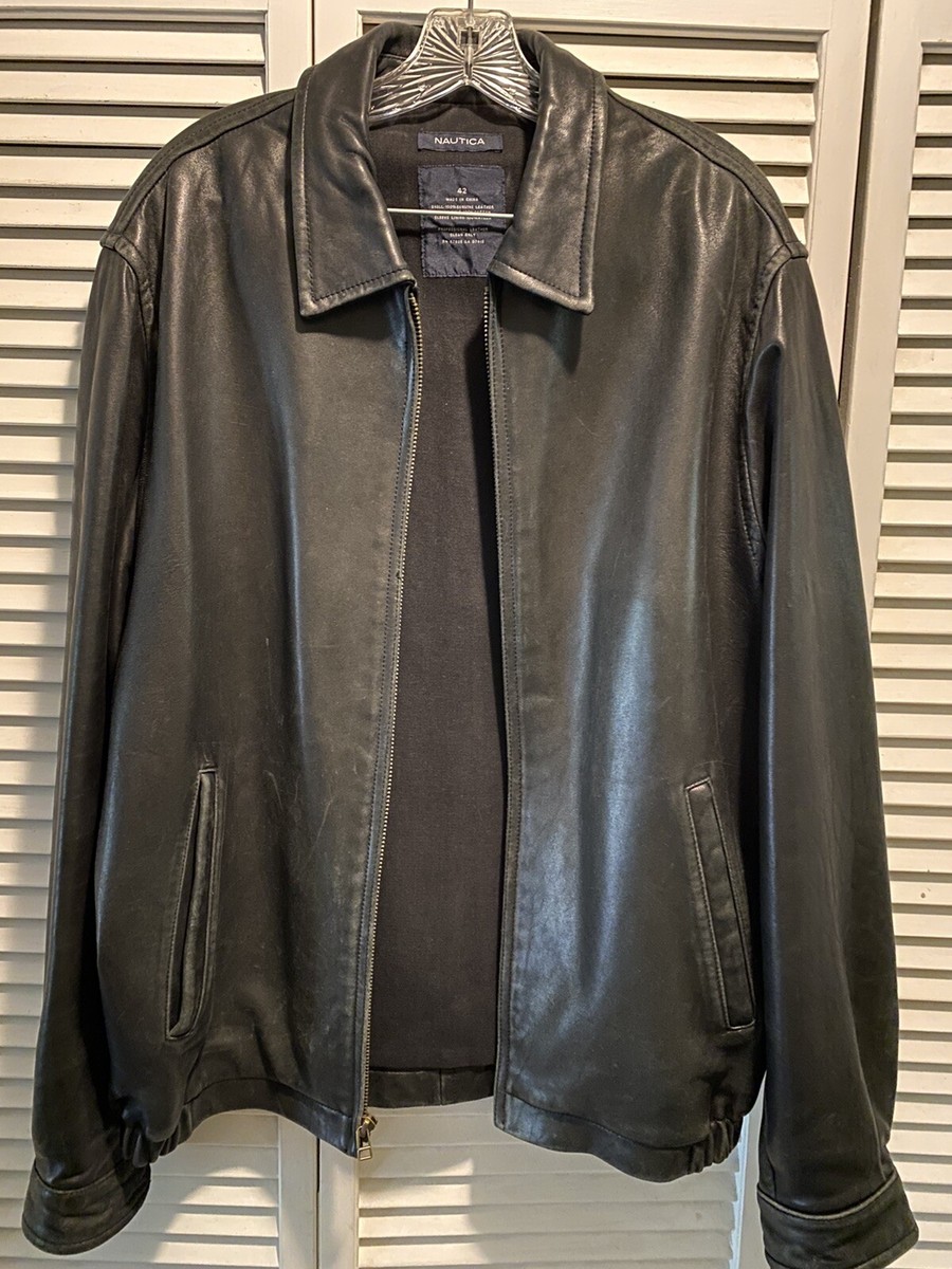 Vintage Retro 1990s Mens Nautica Leather Jacket Size 42 Free Vintage Retro 1990s Mens Nautica Leather Jacket Size 42 Free