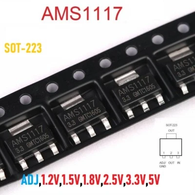 AMS1117 1.2V 1.5V 2.5V 3.3V 5V ADJ 1A Spannungsregler SOT-223 LM1117 LD1117 LDO