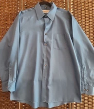 *Geoffrey Beene Regular Fit Dress Shirt Men's 16.5 34/35 Blue Wrinkle Free