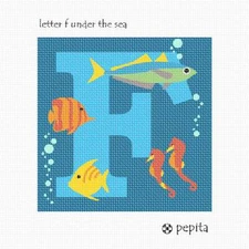 Letter F Under The Sea Needlepoint Kit or Canvas