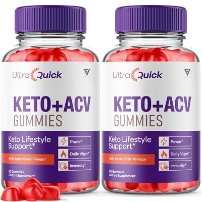 (2 Pack) Ultra Quick Keto + ACV 1000mg Gummies For Weight Loss (120 Gummies)