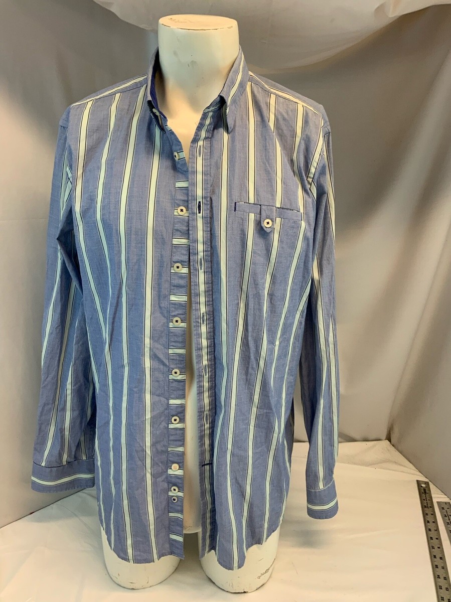 Thomas Pink Long Sleeve Button Shirt L Blue Stripe Cotton LNWOT