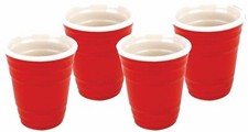 Set of 4 Red Cup Shot Glasses Novelty Shot Glass Set Funny Gag Gift *NEW*