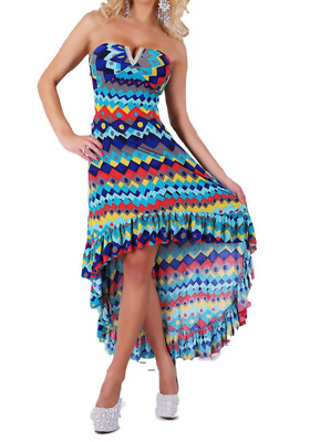 Ladies Dress Asymmetrical Dress Multicolor Heart Neckline Rhinestone 8038