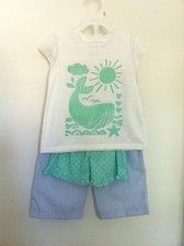 Carter's Three Piece Pajama Shirt/Shorts/Pants White Green Blue Size 2T NWT