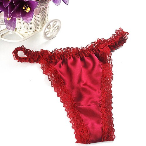 Girls And Womens 100% Silk Panties Thongs Tangas Underwear Hot Sexy Hemming Lace - Picture 17 of 19