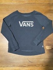 Vans Crewneck Black Sweatshirt With White Vans Logo Graphic Print Small