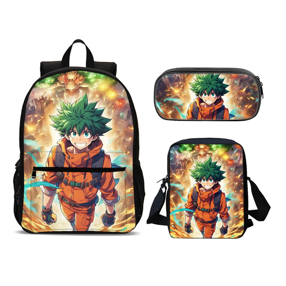 Hero Anime Deku Backpack Set for Boys and Girls