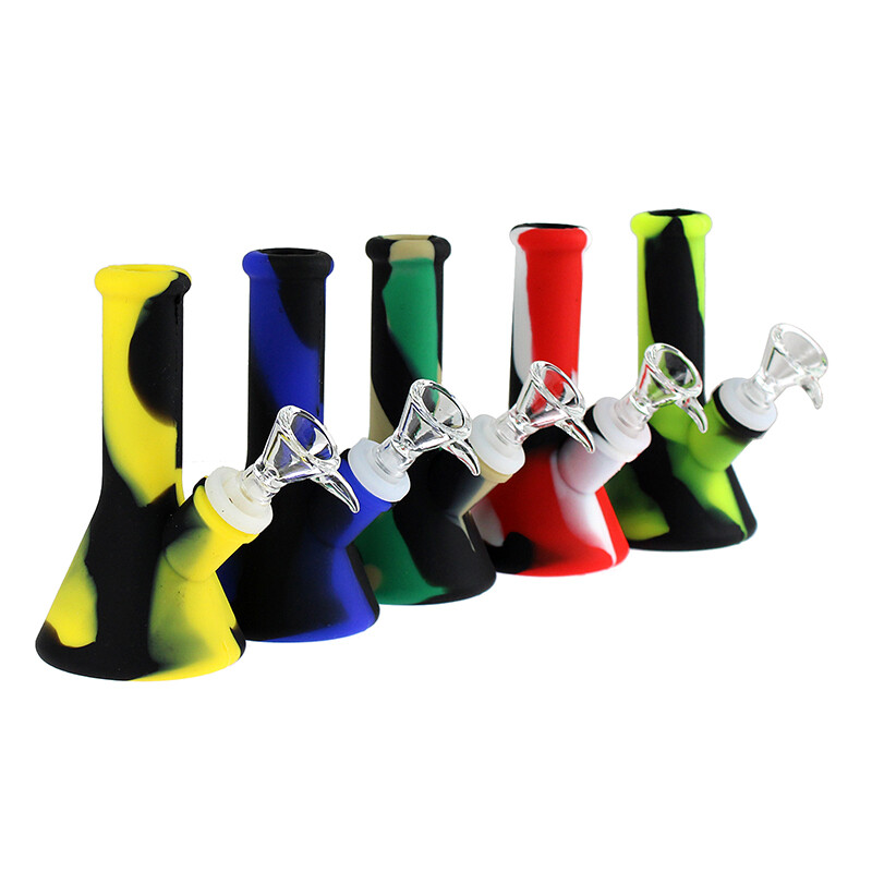 5'' Beaker Bubbler Silicon Smoking Water Pipe Mini Detachable Bong
