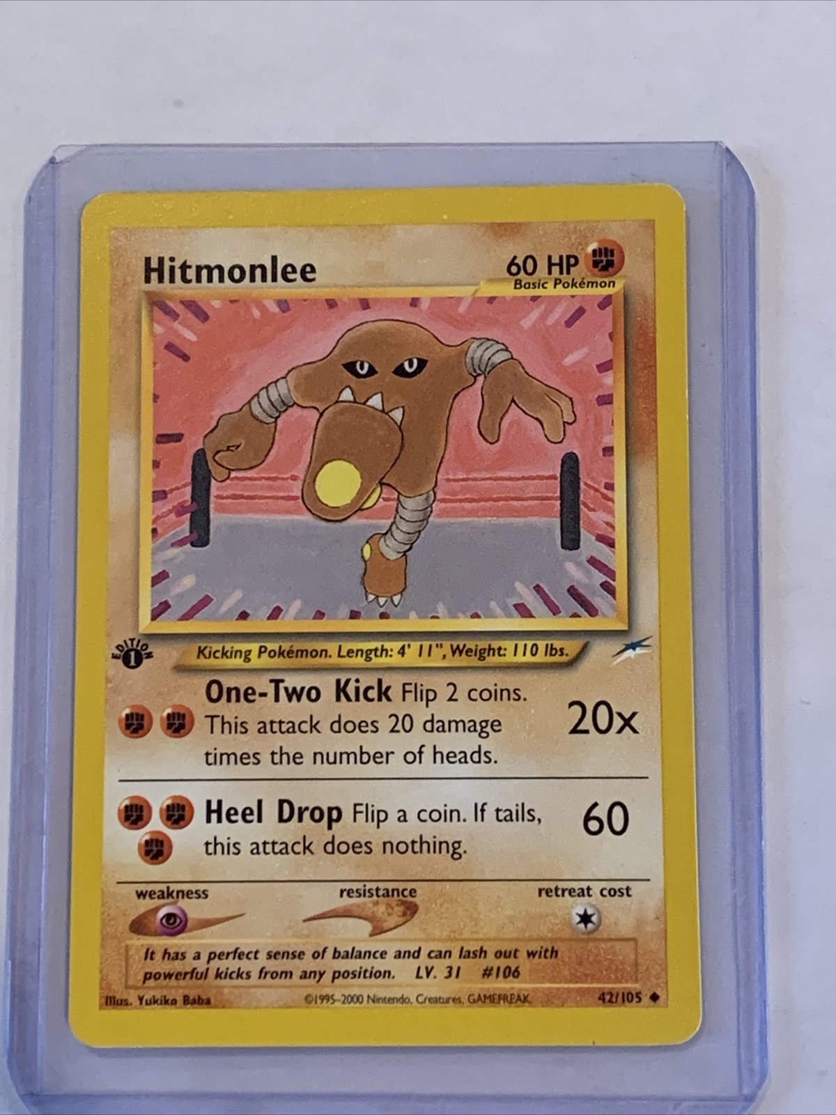 Hitmonlee 42/105 - 1st Edition Neo Destiny - Genuine Near Mint Pokemon Card ✨⭐️✨