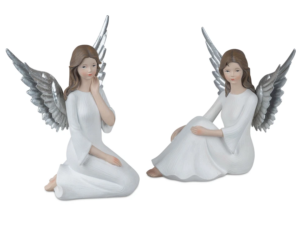 Formano Engel sitzend oder kniend weiß - silber