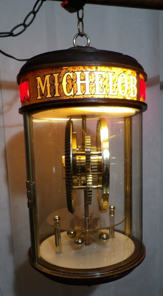 Vintage 1970s Michelob Beer Revolving Motion Lighted Clock Sign