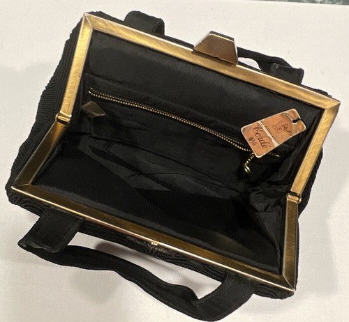 Corde' 1940’s Black Handbag WWII Era Bag Gimp Cord Purse Genuine Vintage W/Tags - Picture 3 of 9