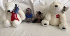 Lot of 4 Coca Cola Bean Bag Plush Bears Seal  Wild Boar All w/ Tags Coke