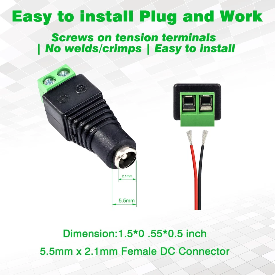 40Pcs DC 12V 5A Power Jack Female Plug Adapter Barrel Connector 5.5 x 2.1mm - Image 4 of 4