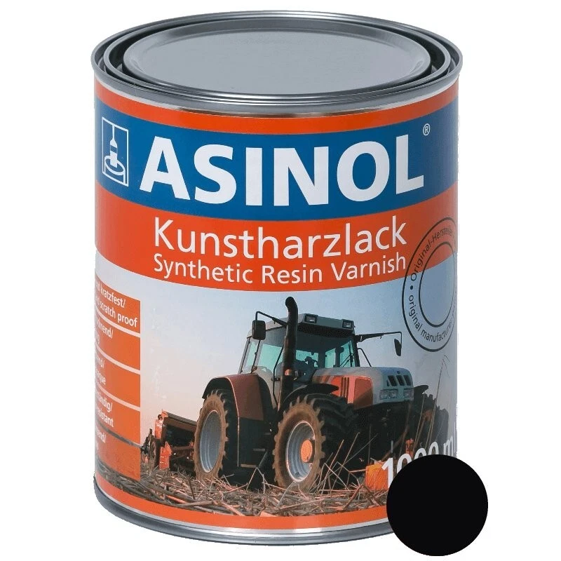ASINOL Kunstharzlack RAL 9005 Tiefschwarz 1.000 ml Lack Farbe Schwarz