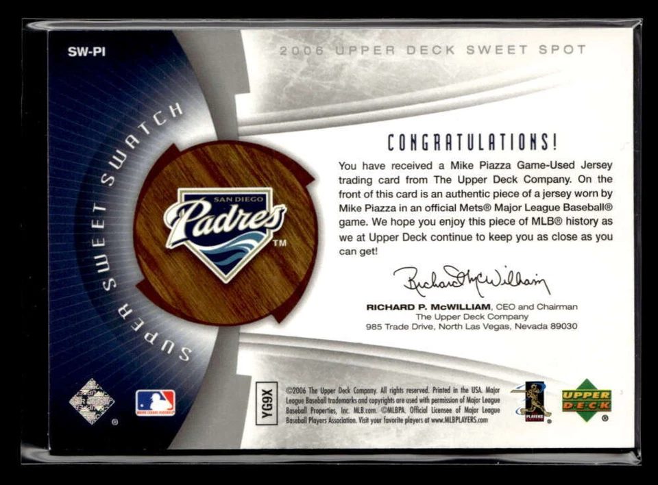 2006 UD Sweet Spot Mike Piazza Super Sweet Swatch Jumbo Jersey /299 FX2131 - Image 2 of 2