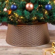 Christmas Tree Skirt Xmas Decoration Festive Plastic Basket Round Bottom Cover