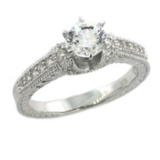 Sterling Silver Engagement CZ Ring w/ 5mm 0.50ct Brilliant Cut Center CZ Stone