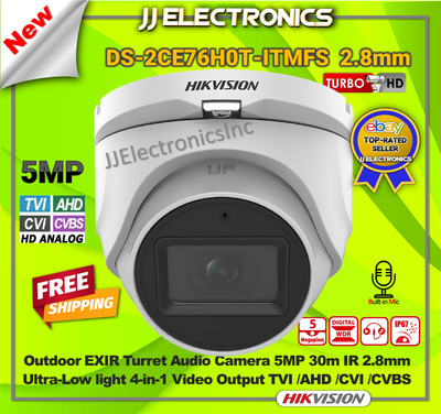 HIKVISION DS-2CE76H0T-ITMFS 5MP 2.8mm Fixed Lens 30m IR Turret Audio Camera (AoC