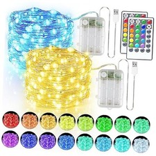 33ft 100LED Fairy Lights Battery 16.5ft 50LED-2 Pack 16 RGB Colors Battery USB 