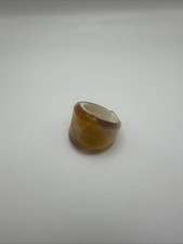 Murano Glass Ring Size 7 Orange  Cream Crackled Pattern