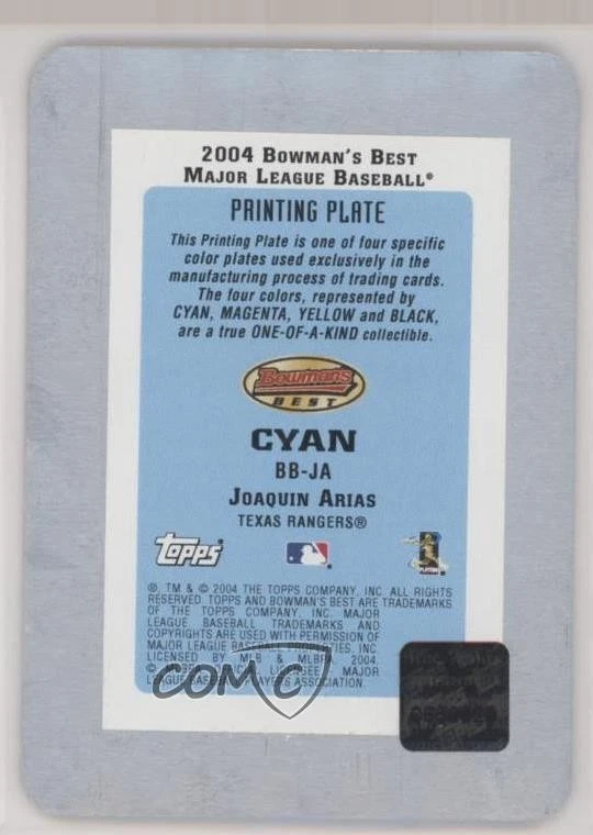 2004 Bowman's Best First Year Auto Printing Plate Cyan 1/1 Joaquin Arias 9v7 - Image 2 of 3