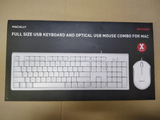 NEW Macally Full Size USB Wired Mac Keyboard and Mouse Combo White QKEYCOMBO