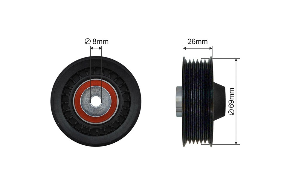 Fits NTY RNK-ME-042 V-RIBBED BELT PULLEY IDLER