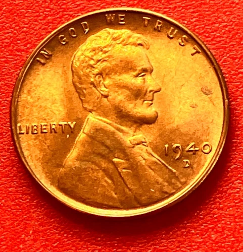 1940-D Lincoln Wheat Cent Penny GEM RED BU From an Original Bank Roll