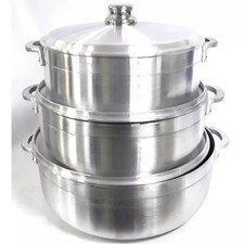 3pc Jamaican Caribbean Dutch Pot Low Casserole Caldero Set S/S Knob 19/24/26CM