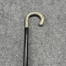 silver tone crooked handle walking cane