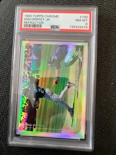 1999 Topps Chrome Ken Griffey Jr. Refractor #100 PSA 8 LOW POP Freshly Graded