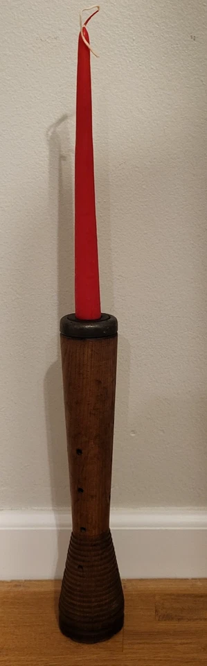 2 -  Antique Wood Metal Textile Industrial Beehive Candle Spool Bobbin Spindles - Image 2 of 4