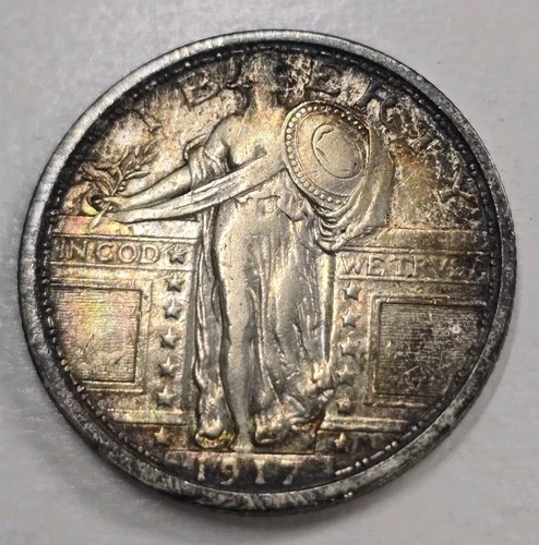 1917 Type 1 Standing Liberty Quarter AU