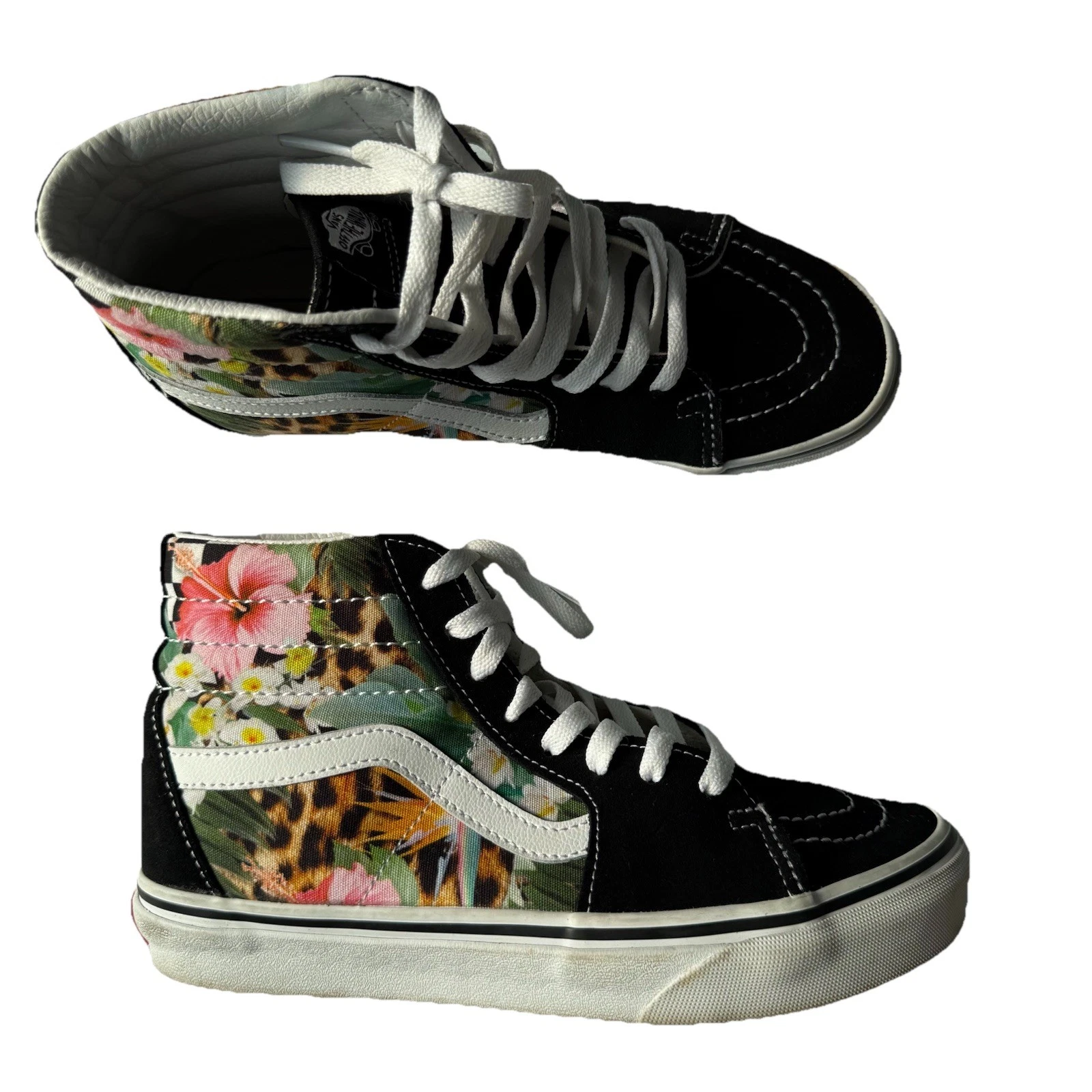 Sneakers alte Vans Off The Wall nere scamosciate fiori skater unisex M5 5 W7