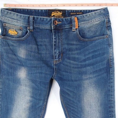 Herrens SuperDry SUPER SKINNY Slim Elasthan Blau Jeans W34 L32