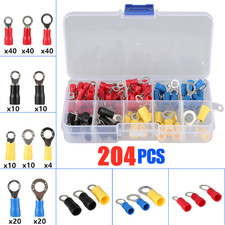 204pcs Insulated Electrical Wire Connectors Spade/Crimp/Ring Splice Terminal Kit