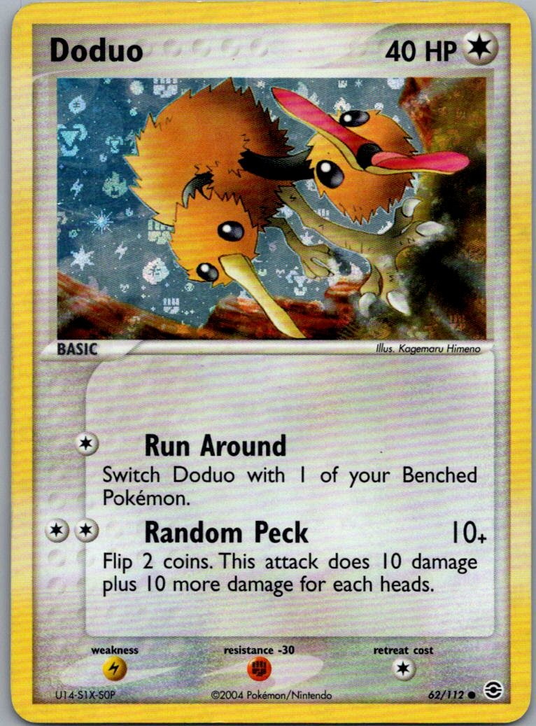 Doduo 62/112 Common FireRed & LeafGreen Pokemon Reverse Holo Lightly Played