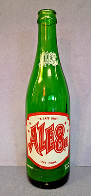 Vintage Ale 8 One Soda Pop Soft Drink  12oz Long Neck  Green Glass Bottle
