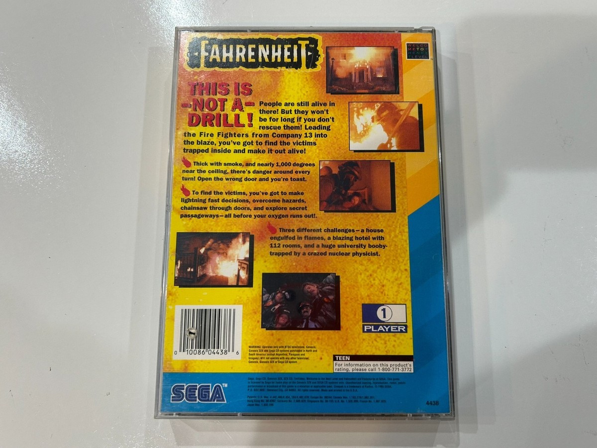 Fahrenheit (Sega CD & Sega 32X, 1995) Complete 2 Disc Set w Manual