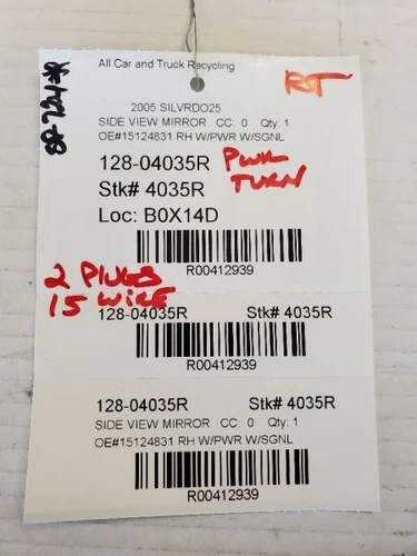 Passenger Side View Mirror Power Opt DL3 Fits 03-06 AVALANCHE 1500 412939