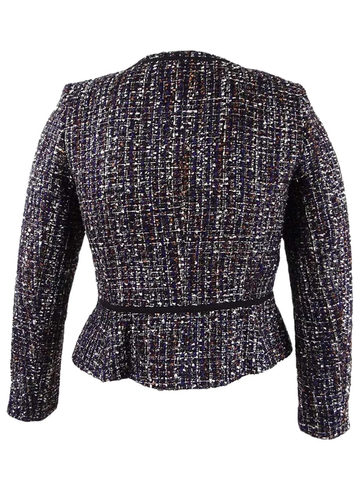 Chaqueta para mujer Calvin Klein Petite Tweed con cremallera frontal (6P, púrpura múltiple) Foto 2 de 2