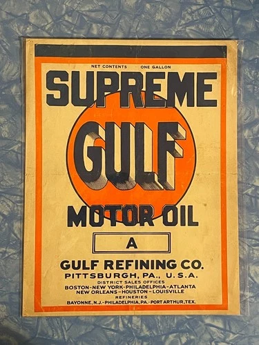 Gulf Supreme Motor Oil Poster PRINT 8.5" x 11" Vintage Ad Sign Gas Quart Gallon