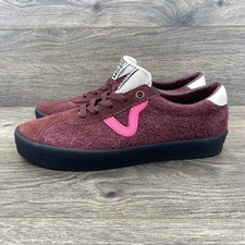 Vans Sport Low Top Suede Maroon Pink Stripe Women's Size 7 Sneakers Shoes