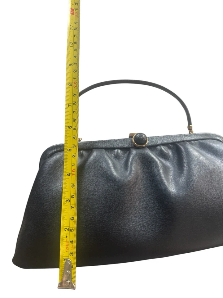 Bolso sin asas de cuero negro vintage Ande con asa para fiesta formal Foto 4 de 4