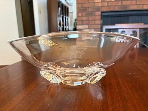 Large 11" STEUBEN Crystal 1972 Presentation Centerpiece Bowl Marked Signed